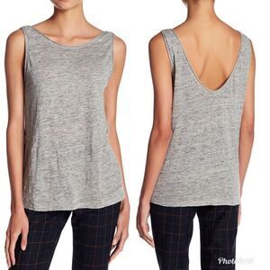 THEORY Gray Linen Sleeveless‎ Top Tank Low Back Layering Marled Insar XS New